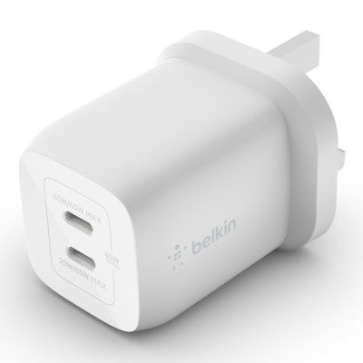  Belkin BoostCharge 65W Dual USB-C GAN Wall Charger With PPs